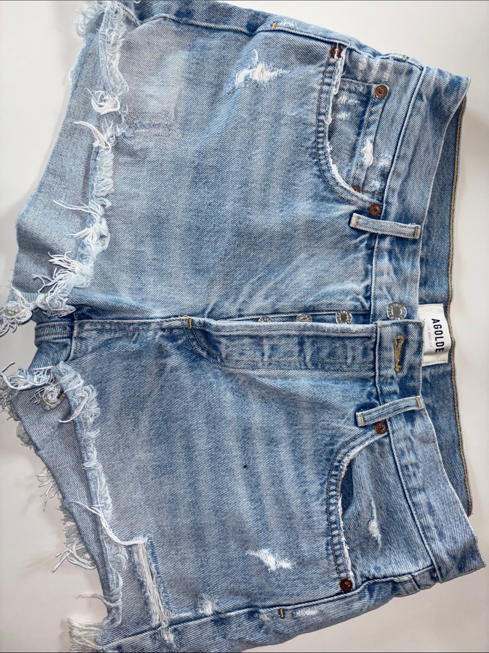 Agolde Light Wash Distressed Denim Cutoff Shorts size 29